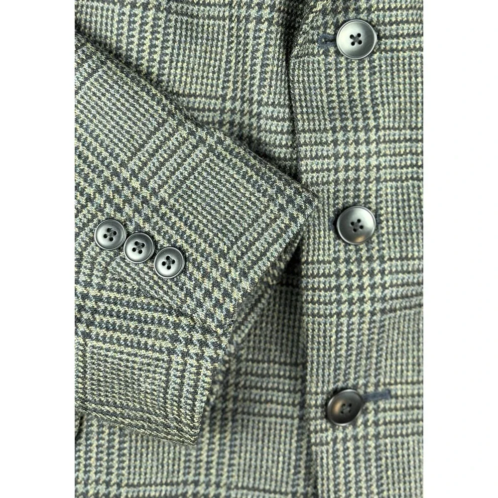 J.G. Hook 44S Gray Glen Plaid Sport Coat Blazer 100% Worsted Wool USA